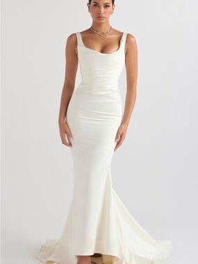 House of CB Satin Mermaid Wedding Gown in Ivory